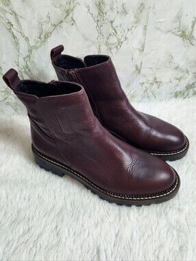 NORDSTROM Zip Leather Wine Color Ankle Boots